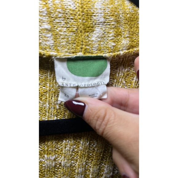 Anthropologie Abigail Marled Cardigan Yellow Duster Knit Longline Sweater Sz SM - Picture 5 of 8